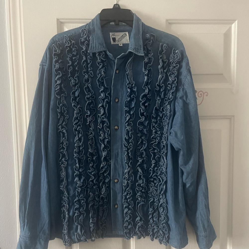 Goouch Vintage Retro Denin Long Sleeved Shirt Size M
